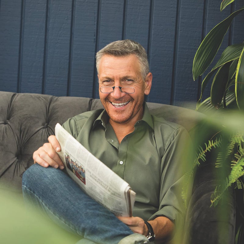 ThinOptics Reading Glasses + White Universal Pod Case | Blue Frames, 2.00 Strength Readers Blue Frames / White Case, 44 mm - Image 4