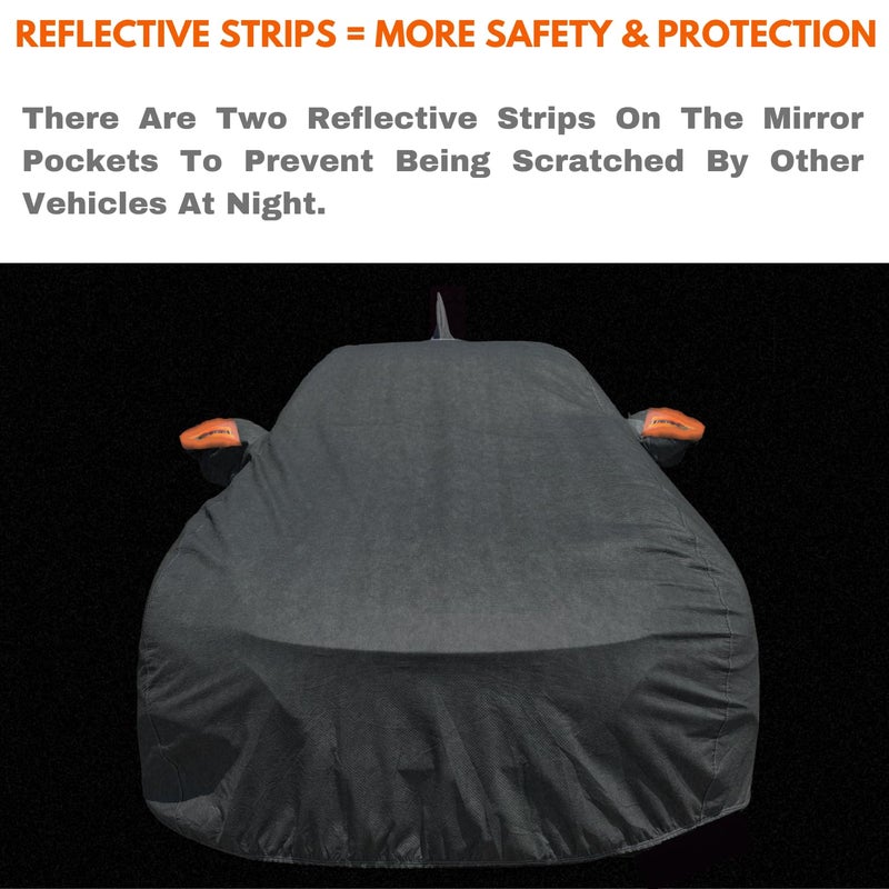 ACTURATE Car Cover for Mahindra XUV 3XO (2024-2025) | 100% Waterproof Cover with Antenna & Reflective Mirror Pockets | Dustproof, Scratchproof, Heatproof XUV 3XO Car Cover |Soft Cotton Lining| Grey - Image 3