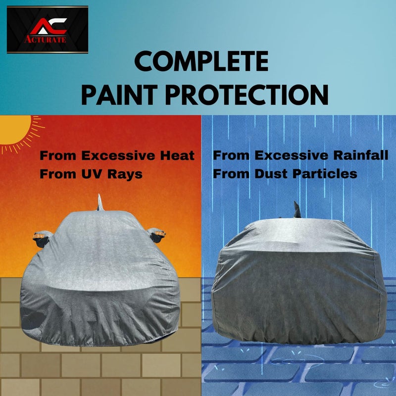 ACTURATE Car Cover for Mahindra XUV 3XO (2024-2025) | 100% Waterproof Cover with Antenna & Reflective Mirror Pockets | Dustproof, Scratchproof, Heatproof XUV 3XO Car Cover |Soft Cotton Lining| Grey - Image 4
