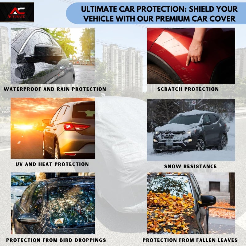 ACTURATE Car Cover for Mahindra XUV 3XO (2024-2025) | 100% Waterproof Cover with Antenna & Reflective Mirror Pockets | Dustproof, Scratchproof, Heatproof XUV 3XO Car Cover |Soft Cotton Lining| Grey - Image 5