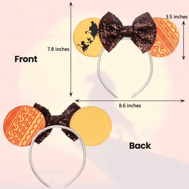 ETLUK Mouse Ears Headband, Animal Mouse Ears with Sequin Bow for Women Girls, Parks Ears for Cosplay Accessories Party (Lion) - Image 2