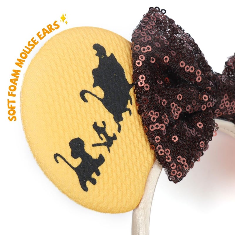 ETLUK Mouse Ears Headband, Animal Mouse Ears with Sequin Bow for Women Girls, Parks Ears for Cosplay Accessories Party (Lion) - Image 4