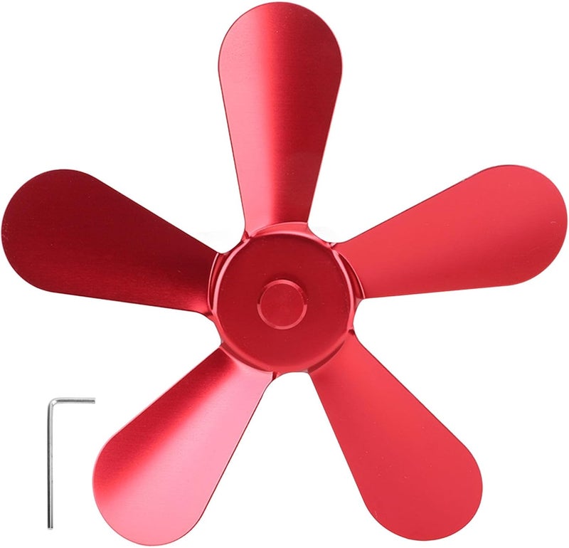 Red Heat Powered Stove Fan 5 Blades Aluminum Alloy Fireplace Fan Efficient High Temperature Air Circulation Durable Lightweight - Image 1