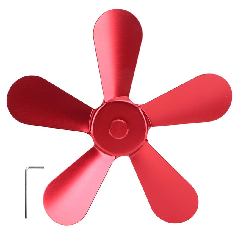 Red Heat Powered Stove Fan 5 Blades Aluminum Alloy Fireplace Fan Efficient High Temperature Air Circulation Durable Lightweight - Image 2