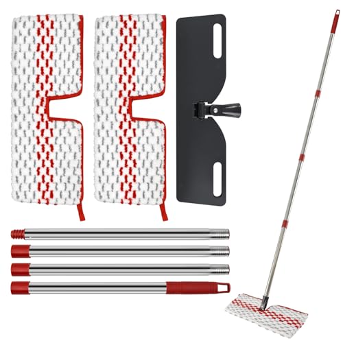 GFRED Microfiber Flat Mop Set for Floor Cleaning Ocedar ProMist MAX Dust Mop for Hardwood Floor, Dual-Action Flip Mops Wet & Dry Clean, Adjustable 58" Stainless Steel Mop Handle & 2 Reusable Refills & Base - Image 1