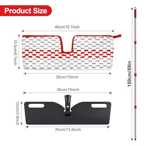 GFRED Microfiber Flat Mop Set for Floor Cleaning Ocedar ProMist MAX Dust Mop for Hardwood Floor, Dual-Action Flip Mops Wet & Dry Clean, Adjustable 58" Stainless Steel Mop Handle & 2 Reusable Refills & Base - Image 2