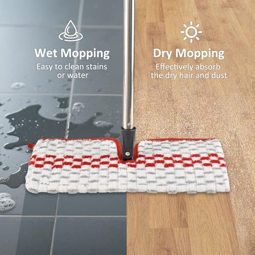 GFRED Microfiber Flat Mop Set for Floor Cleaning Ocedar ProMist MAX Dust Mop for Hardwood Floor, Dual-Action Flip Mops Wet & Dry Clean, Adjustable 58" Stainless Steel Mop Handle & 2 Reusable Refills & Base - Image 4