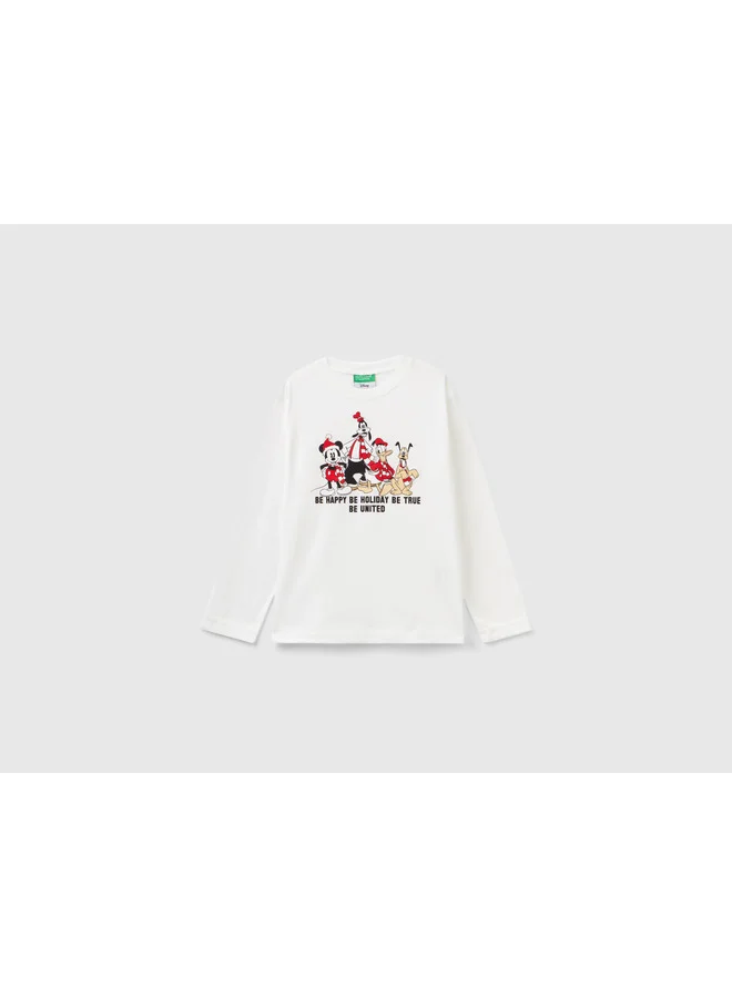 يونايتد كولورز أوف بينتيون X-Mas Mickey Printed T-Shirt