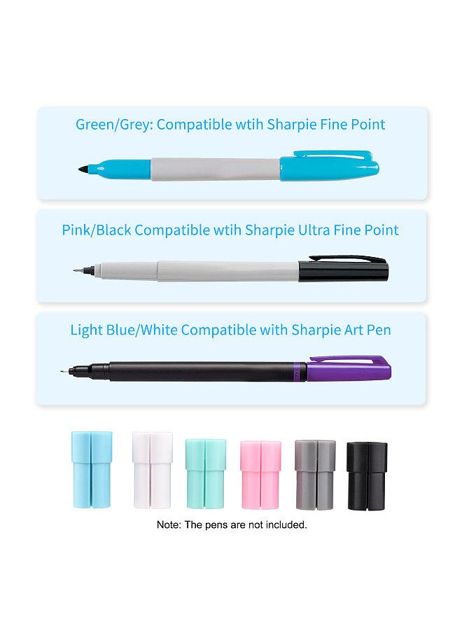 6PCS Pen Adapter Set Marker Holder Replacement for Sharpie Fine Point Markers/Ultra Fine Point Markers/Art Pens Compatible with Cricut Explore Air 3/Air 2/Air/Maker/Maker 3