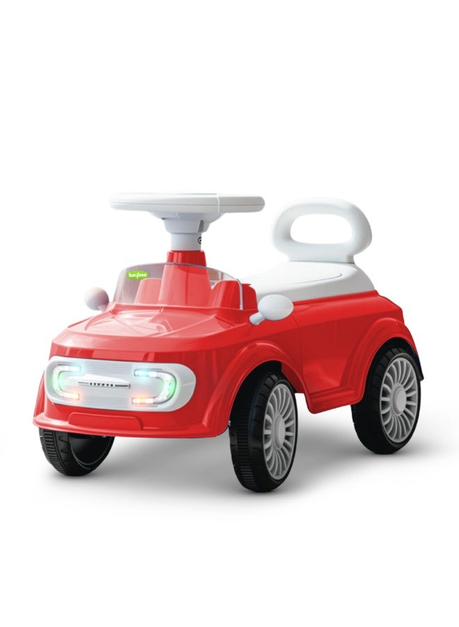 BAYBEE Mini Ride on Car for Kids with Music, Light & Parental Handle | Toddler Push Car Ride on Toys Car for Kids | Suitable for Babies to 1 to 3 Years Boys Girls Red - Image 1