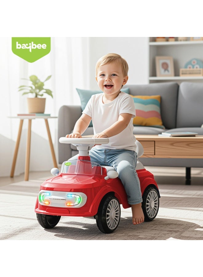 BAYBEE Mini Ride on Car for Kids with Music, Light & Parental Handle | Toddler Push Car Ride on Toys Car for Kids | Suitable for Babies to 1 to 3 Years Boys Girls Red - Image 2