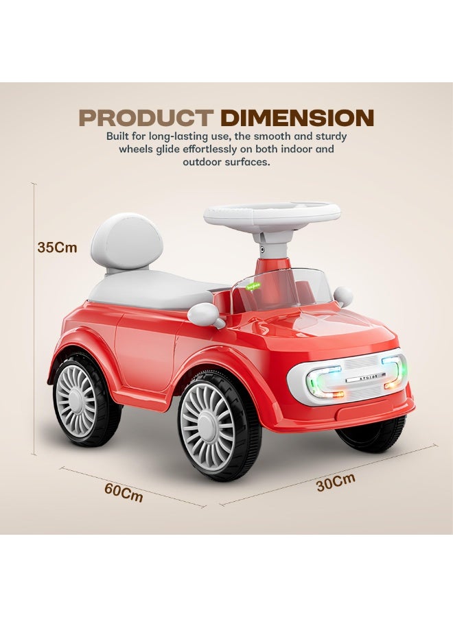 BAYBEE Mini Ride on Car for Kids with Music, Light & Parental Handle | Toddler Push Car Ride on Toys Car for Kids | Suitable for Babies to 1 to 3 Years Boys Girls Red - Image 3