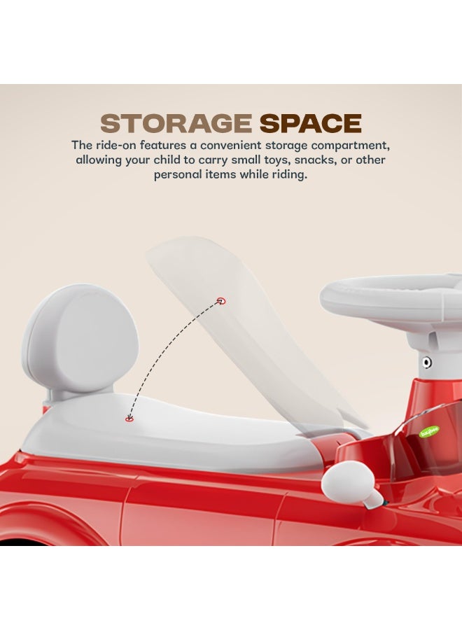 BAYBEE Mini Ride on Car for Kids with Music, Light & Parental Handle | Toddler Push Car Ride on Toys Car for Kids | Suitable for Babies to 1 to 3 Years Boys Girls Red - Image 5