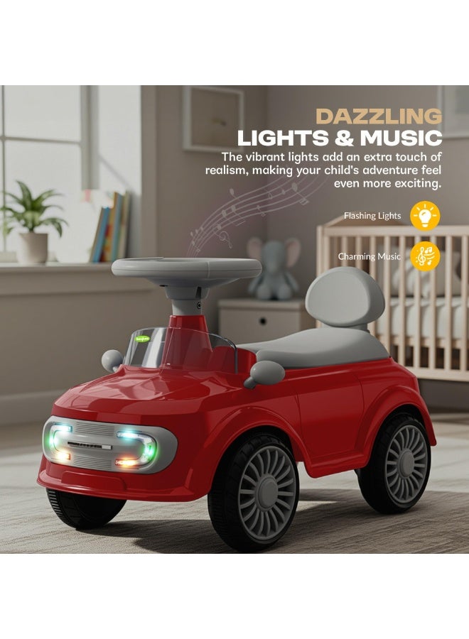 BAYBEE Mini Ride on Car for Kids with Music, Light & Parental Handle | Toddler Push Car Ride on Toys Car for Kids | Suitable for Babies to 1 to 3 Years Boys Girls Red - Image 4