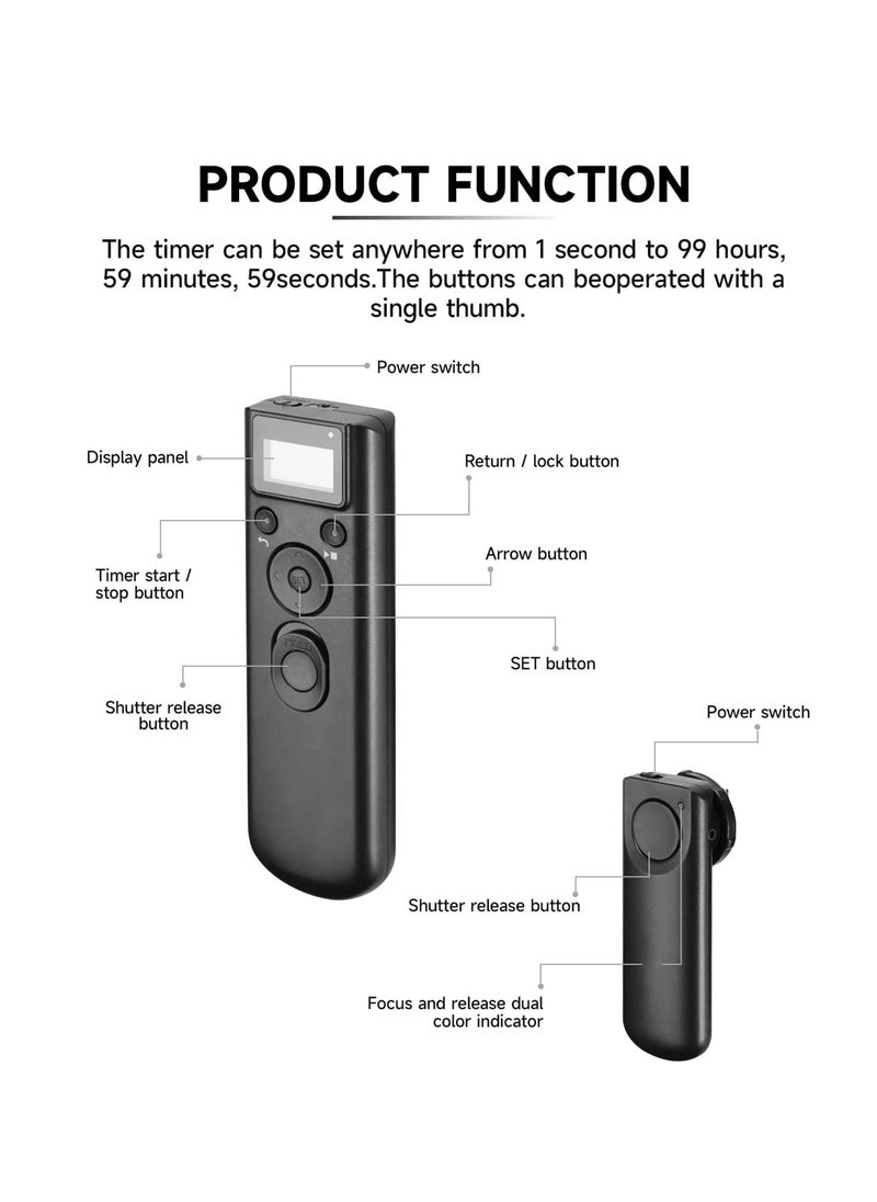 SYOSI - Camera Wireless Shutter, Remote Shutter Release Trigger Intervalometer, Fit for Canon EOS R6 R PR 90D 80D 77D 70D 60D 850D 800D 760D 750D 700D 650D 600D 550D R5 5D4 5Dsr 5D3/2 7D  5D 6D 1DX 1D4 1D3 - Image 1