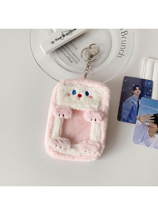 NIBEMINENT 1 - Piece Cute Animal Plush Kpop Photo Card Holder Pendant Key Chain ID Badge Holder ID Card Holder Photo Card Protector for School ID Office ID Access Card for Women Girls - Image 1