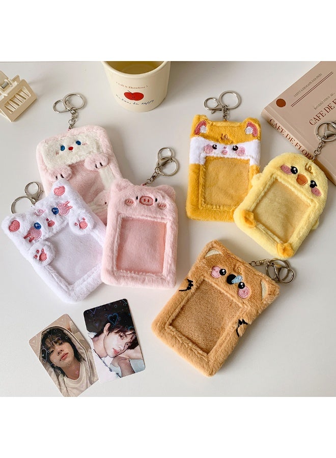 NIBEMINENT 1 - Piece Cute Animal Plush Kpop Photo Card Holder Pendant Key Chain ID Badge Holder ID Card Holder Photo Card Protector for School ID Office ID Access Card for Women Girls - Image 2