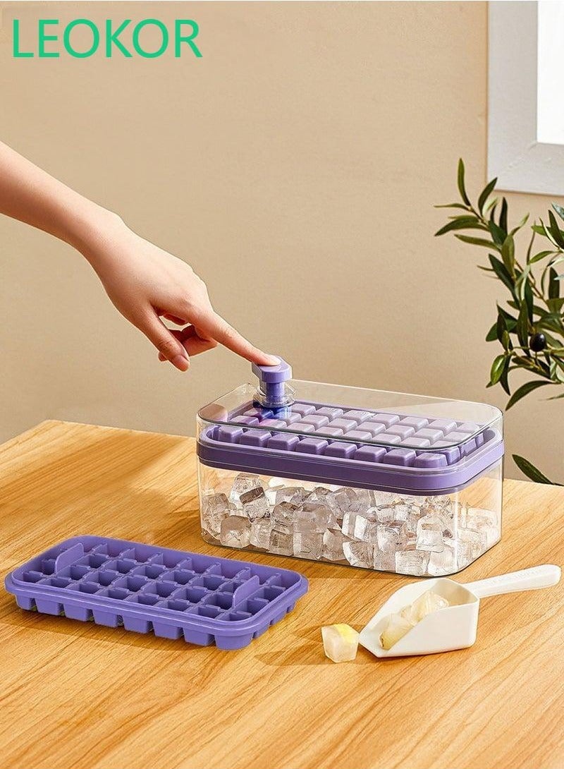 NOOA Ice Cube Tray with Lid and Storage Box, One Click Easy Release 64 Small Nugget Ice, 2 Tray Ice Cube Molds with Container and Scoop - Image 1