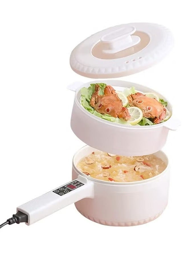 Hihonor 2L وعاء الطبخ الكهربائي المحمولة قدر متعدد الوظائف مقلاة متعددة الوظائف مع باخرة المنزل إناء/ قدر المقالي غير لاصقة - Image 1