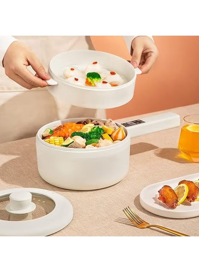 Hihonor 2L وعاء الطبخ الكهربائي المحمولة قدر متعدد الوظائف مقلاة متعددة الوظائف مع باخرة المنزل إناء/ قدر المقالي غير لاصقة - Image 4