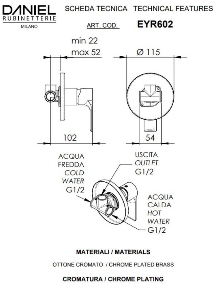 Daniel Complete Single lever built in shower Mixer - Image 2