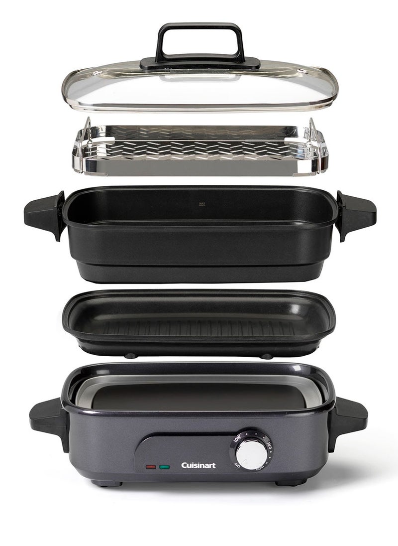 Cuisinart GRMC3E 5-in-1 Multi-Cooker for Grilling, Sauting, Simmer and Cooking, Multicooker with Non-Stick Coating for Easy Cleaning, Midnight Grey  - Image 2