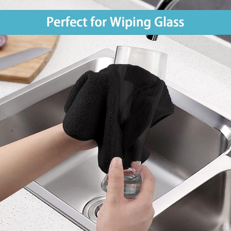 HOMEXCEL Black Microfiber Cleaning Cloth,150 Pack Cleaning Rags, Cleaning Towels,11.5"X11.5" Shop Towels - Image 5