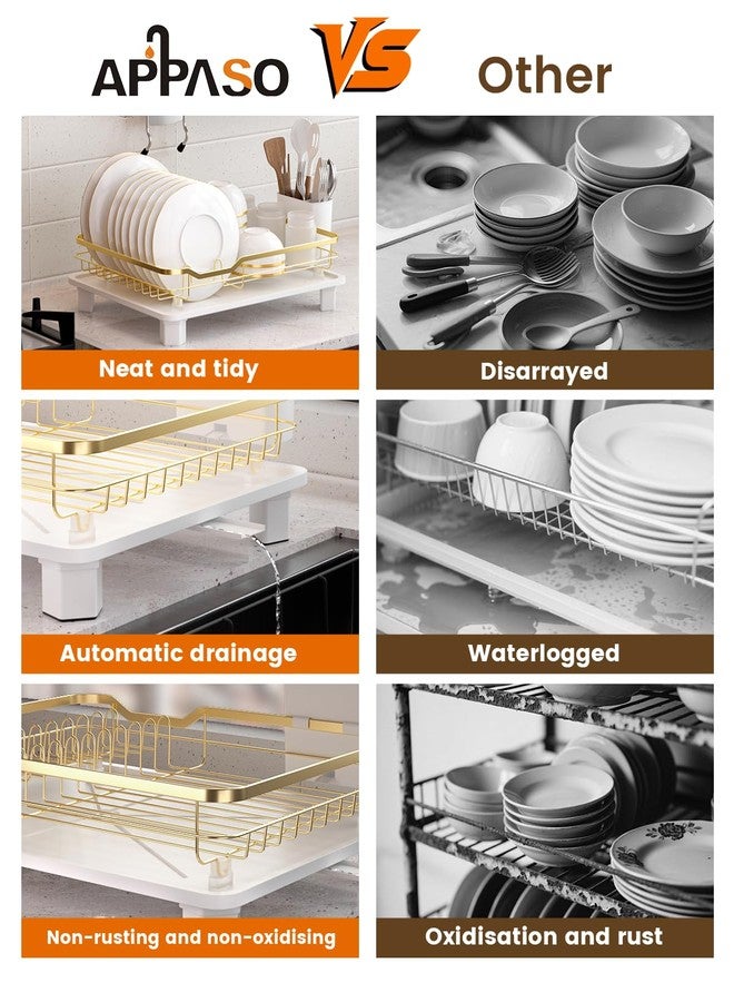 APPASO Gold Dish Rack with Drainer Tray | Steel Dish Drying Rack for Kitchen Utensils | Space Saving Multipurpose Plate Stand | Bartan Rack | Over Sink Dish Rack, Basket Drainer for Kitchen - Image 2