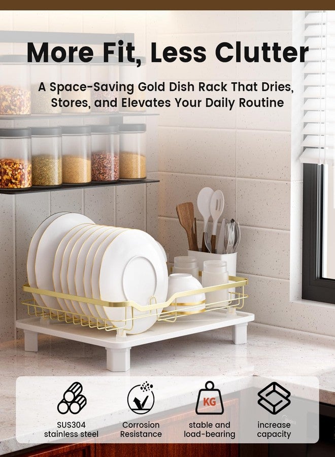 APPASO Gold Dish Rack with Drainer Tray | Steel Dish Drying Rack for Kitchen Utensils | Space Saving Multipurpose Plate Stand | Bartan Rack | Over Sink Dish Rack, Basket Drainer for Kitchen - Image 4