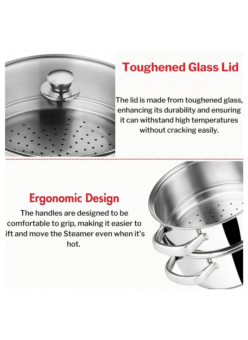 arian 22CM Stainless Steel Steamer Set – 2-Tier, 5L (Turkey-Made)  - Image 3