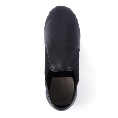 Linodes Unisex 006 PU Leather Upper Slip-on Jazz Shoe for Women and Men's Dance Shoes-Black 9.5M - Image 5