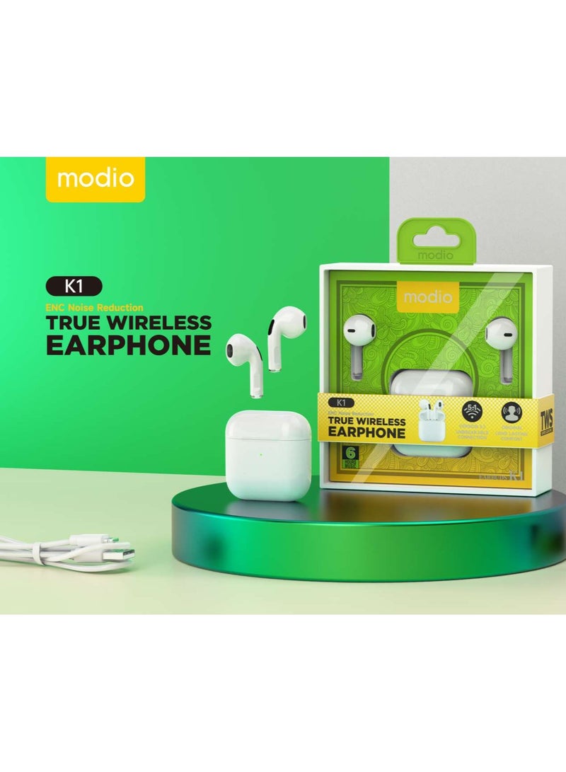 Modio K1 Wireless Bluetooth Earbuds With High Bass Sound Quality and Touch Control Compatible With all iOS Devices - Image 5