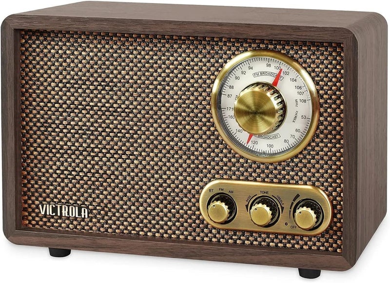 Victrola Willow â€“ Retro Wood Bluetooth Radio with Built-in Speakers: Elegant & Vintage Design, Rotary AM/FM Tuning Dial, Bass & Treble Control, Wireless Streaming (Espresso) - Image 1