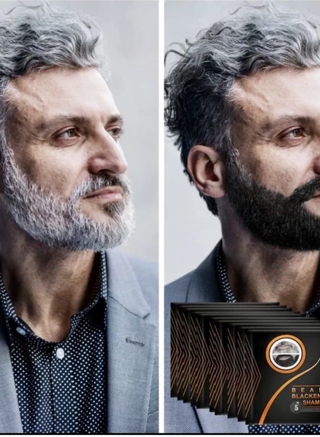 Black Beard Dye for Men Coloring Black Hair Beard Instant Mustache Darkening Sideburns Beard Color Shampoo Enhance Beard Facial Hair Grooming Beard (10Pack) (Black)