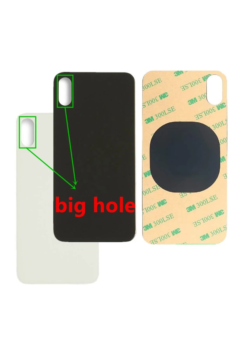 erorex Black Back Glass For iPhone X 5.8 inch Back Glass Panel Battery Cover Big Hole Camera Rear Glass For - Image 4