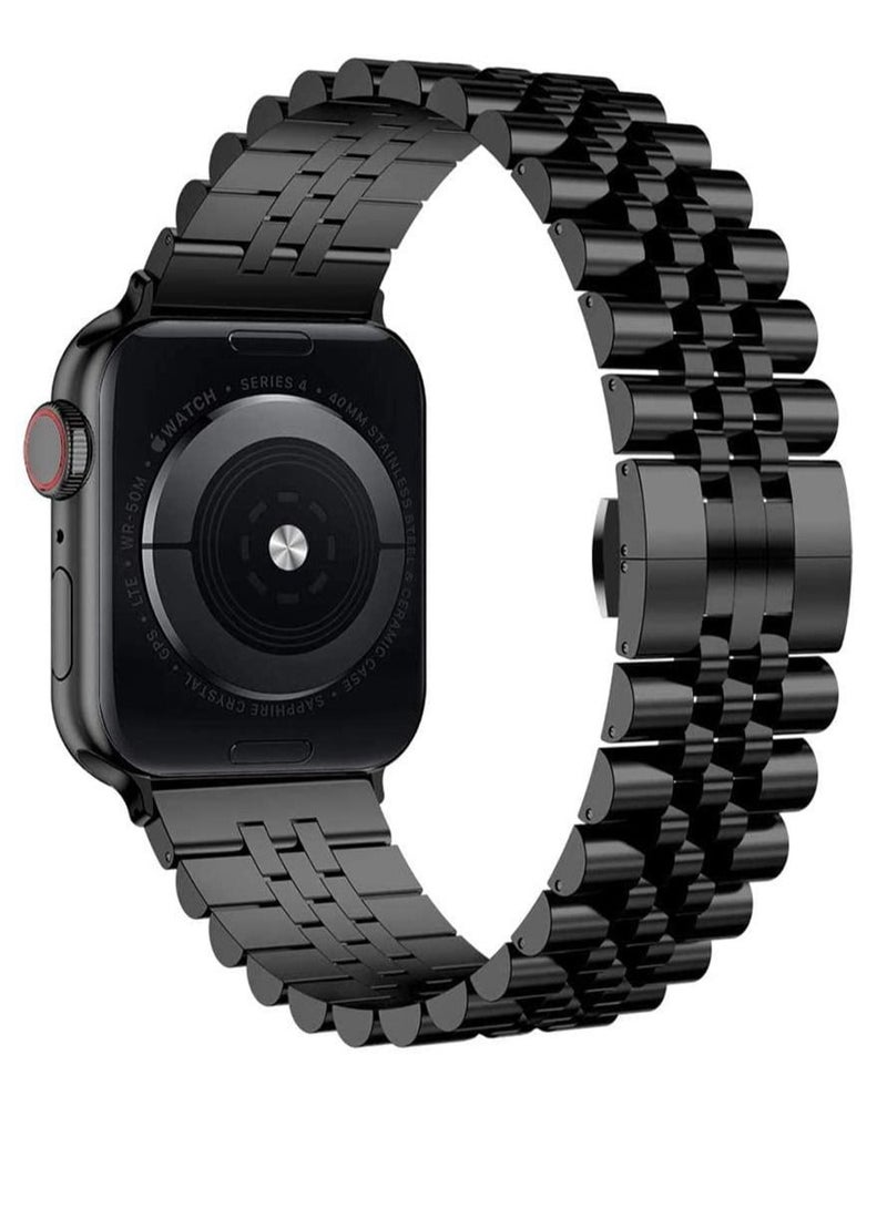 Stainless Steel Solid Strap Metal Bracelet for Apple Watch Series 7 6 5 4 3 2 SE 44mm / 42mm Black - Image 2