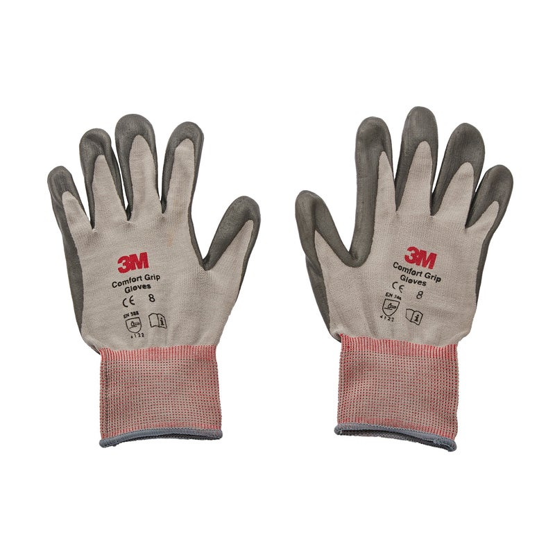 3M Comfort Grip General Use Work Glove Nitrile Palm Coating Washable with Knit Wrist Cuff 1 Pair Large