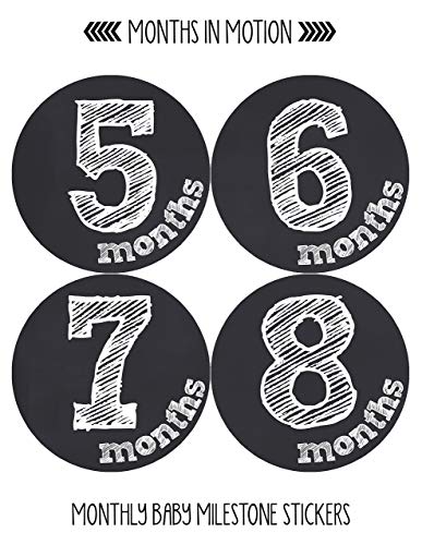 Months In Motion Gender Neutral Baby Month Stickers - Monthly Milestone Sticker for Boy or Girl - Infant Photo Prop for First Year - Shower Gift - Newborn Keepsakes - Unisex- Chalkboard - Image 3