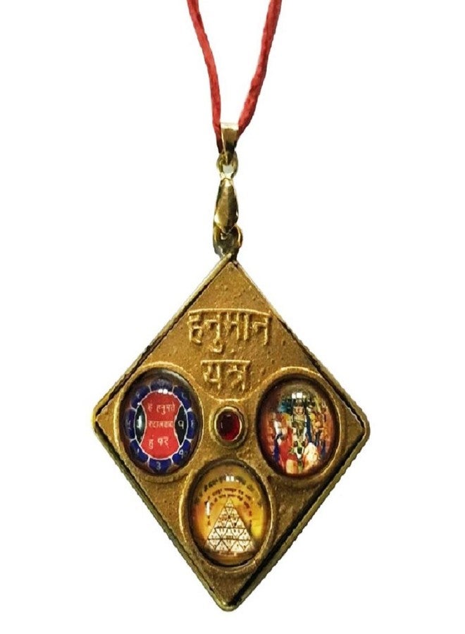 numeroastro Shri Hanuman Yantra Pendant With Maha Yantra & Mangal Yantra In Brass (1 Pc) - Image 1