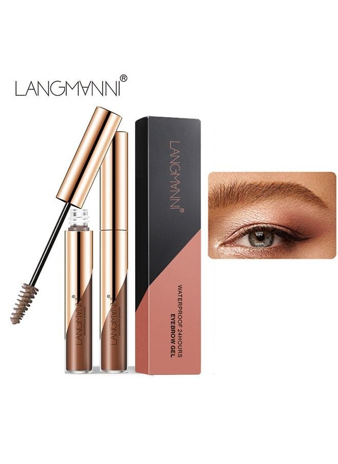 LANGMANNI Eyebrow Gel Mascara Eye Brow Fill In Sparse Volumizing Enhance Brush Tamp Tinted Coloring Waterproof Long-Lasting - Dark Brown  - Image 1