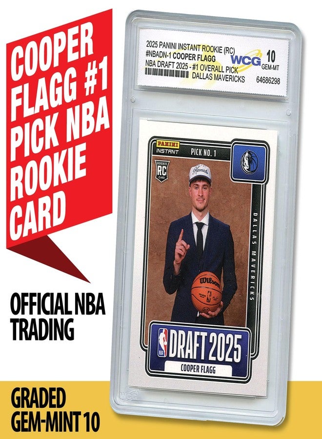 WCG 2025 NBA Panini Cooper Flagg #1 Draft Pick 1st Ever Official NBA Rookie Card RC - Graded GEM Mint 10 - Image 2