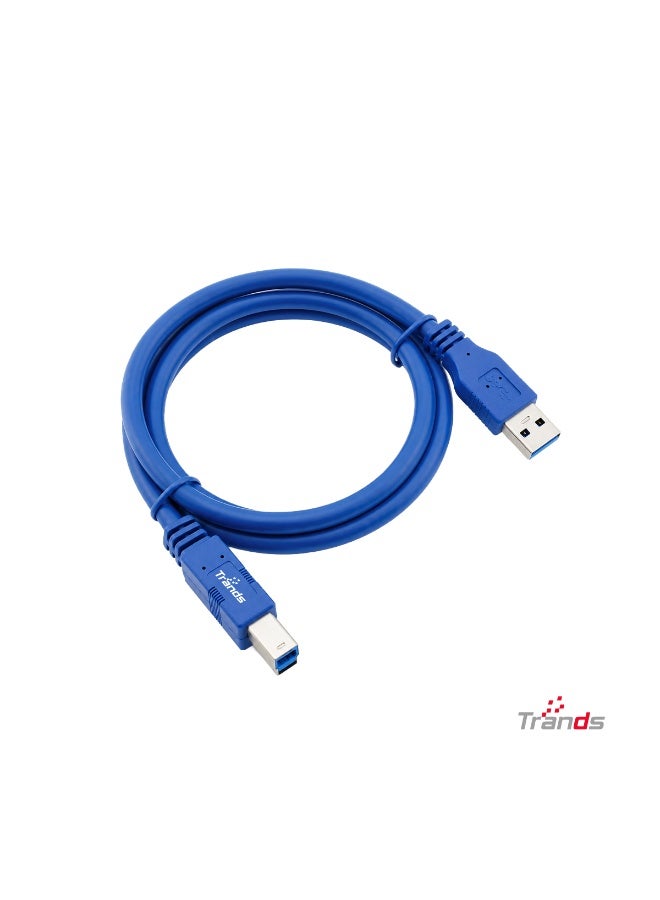 Trands USB 3.0 SuperSpeed Printer Cable (CA001) – 3-Meter (10ft) Active Repeater Data Cord, 5Gbps High-Speed Transfer, Type-A to Type-B, Blue - Image 1