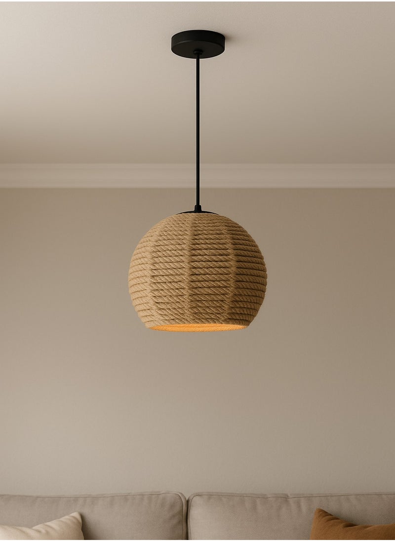 Single rustic cord hanger with E27 lamp base,  - Image 1