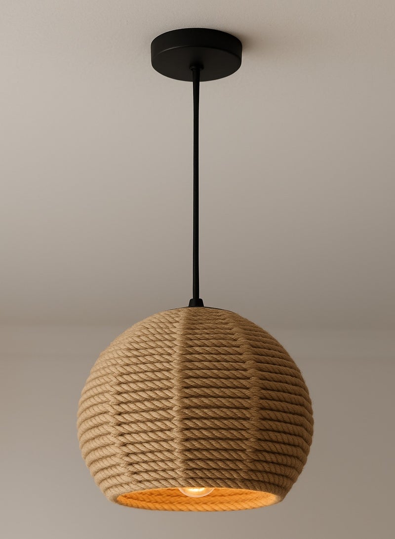 Single rustic cord hanger with E27 lamp base,