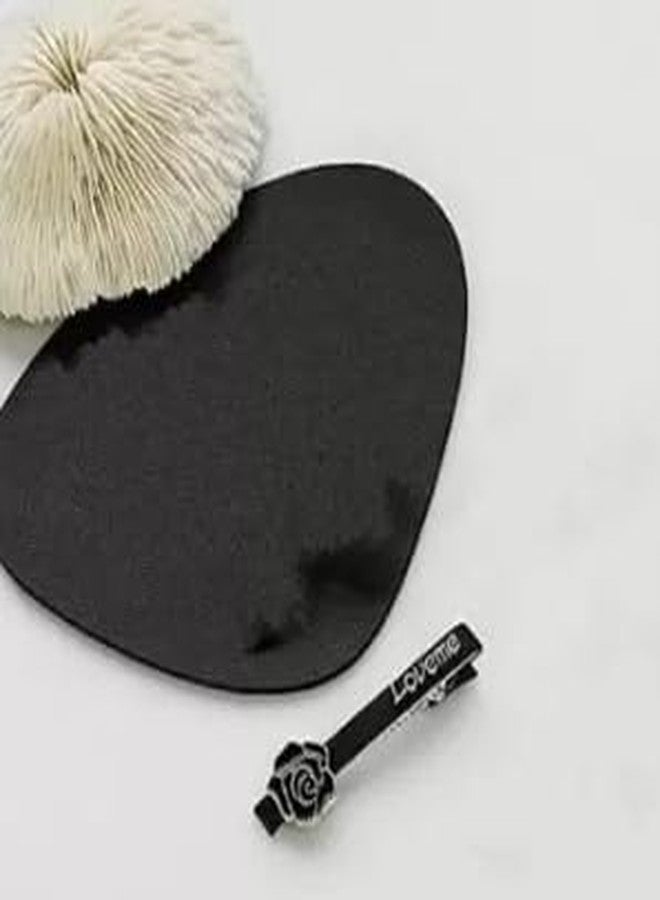 SHIELD PLUS Black Rose Flower Hair Clip with Rhinestones and 'Love Me' Text - Trendy Statement Snap Clip for Women & Girls, Hair Accessory - Image 3