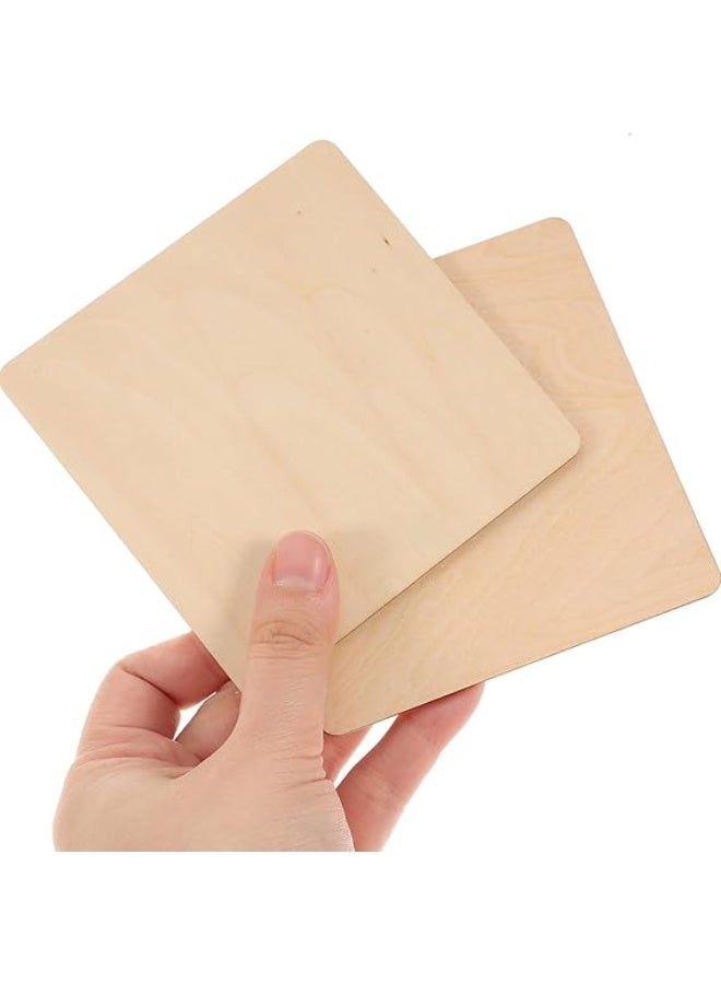 بي بي أيه BPA® 10Pcs DIY Blank Wooden Planks Unfinished Wooden Boards Wooden Planks Materials, 10X10 cm - Image 1