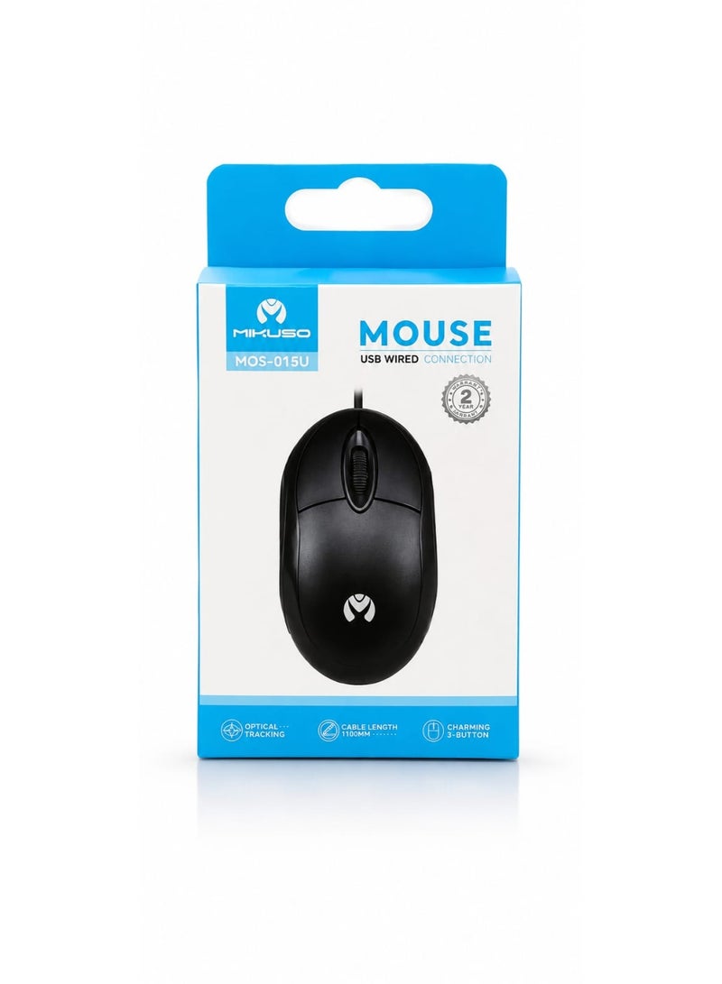 Mikuso MOS-015U USB Wired Optical Mouse - Black - Image 3