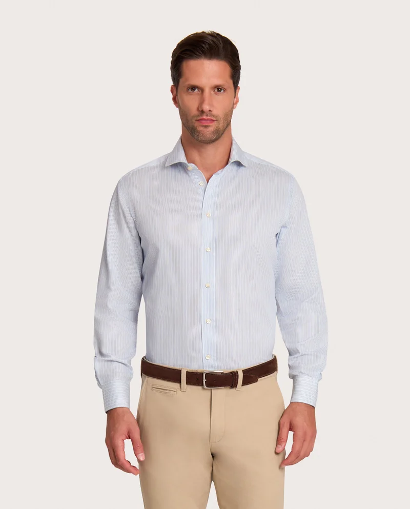 كاميتشسما قميص كلاسيكي أزرق تويل عادي