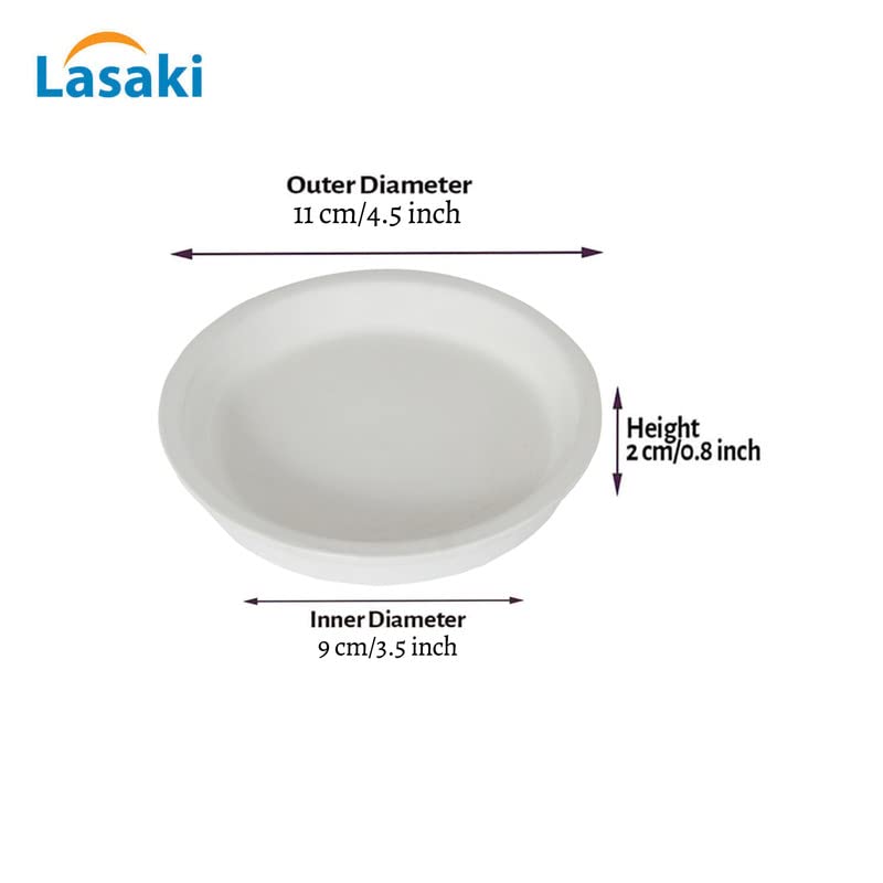 Lasaki Round Ceramic Trays (Plates Saucers) for Pots, planters, Flower, Succulent(Set of 2,White,3.5 inch) R3.5(Plants not Included) - Image 4