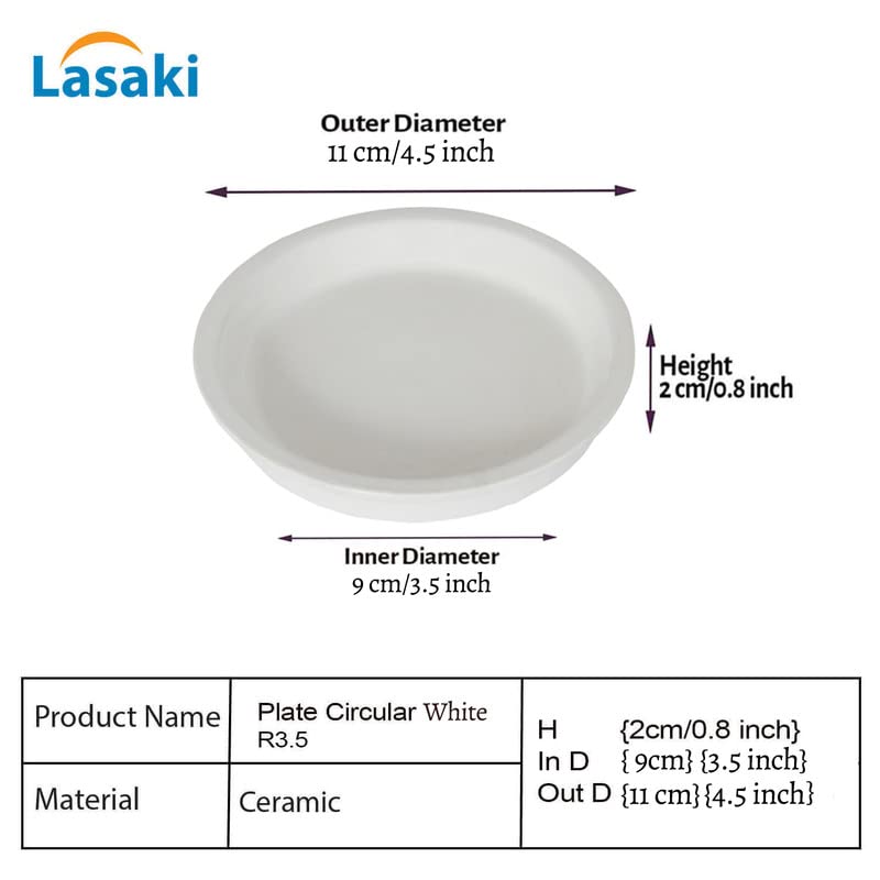 Lasaki Round Ceramic Trays (Plates Saucers) for Pots, planters, Flower, Succulent(Set of 2,White,3.5 inch) R3.5(Plants not Included) - Image 2